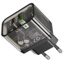 Ładowarka sieciowa do telefonu Hoco USB A + USB C QC3.0 PD 3A 20W N34 transparentna