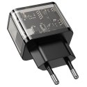 Ładowarka sieciowa do telefonu Hoco USB A + USB C QC3.0 PD 3A 20W N34 transparentna