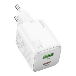 Ładowarka sieciowa do telefonu Hoco USB A + USB C QC3.0 PD 3A 20W N41 biała