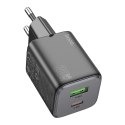 Ładowarka sieciowa do telefonu Hoco USB A + USB C QC3.0 PD 3A 20W N41 czarna