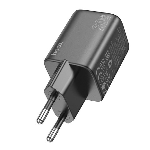 Ładowarka sieciowa do telefonu Hoco USB A + USB C QC3.0 PD 3A 20W N41 czarna