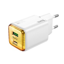 Ładowarka sieciowa do telefonu Hoco USB A + USB C QC3.0 PD 3A 20W N52 biała