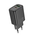 Ładowarka sieciowa do telefonu Hoco USB A + USB C QC3.0 PD 3A 20W N61 czarna
