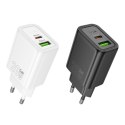 Ładowarka sieciowa do telefonu Hoco USB A + USB C QC3.0 PD 3A 20W N61 czarna