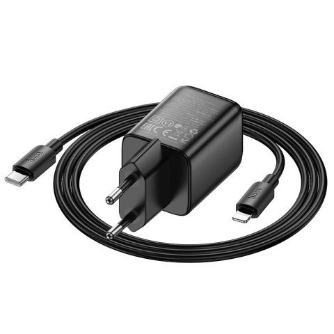 Ładowarka sieciowa do telefonu Hoco USB A + USB C QC3.0 PD 3A 20W + kabel USB C do Lightning N52 czarna