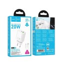 Ładowarka sieciowa do telefonu Hoco USB A + USB C QC3.0 PD 3A 20W + kabel USB C do Lightning N61 biała