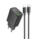 Ładowarka sieciowa do telefonu Hoco USB A + USB C QC3.0 PD 3A 20W + kabel USB C do Lightning N61 czarna