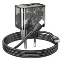 Ładowarka sieciowa do telefonu Hoco USB A + USB C QC3.0 PD 3A 20W + kabel USB C do USB C N34 transparentna