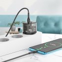 Ładowarka sieciowa do telefonu Hoco USB A + USB C QC3.0 PD 3A 20W + kabel USB C do USB C N34 transparentna