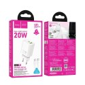 Ładowarka sieciowa do telefonu Hoco USB A + USB C QC3.0 PD 3A 20W + kabel USB C do USB C N61 biała