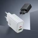 Ładowarka sieciowa do telefonu Hoco USB A + USB C QC3.0 PD 3A 20W + kabel USB C do USB C N61 czarna