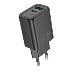 Ładowarka sieciowa do telefonu Hoco USB A + USB C QC3.0 PD 3A 30W N63 czarna