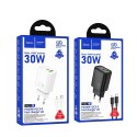 Ładowarka sieciowa do telefonu Hoco USB A + USB C QC3.0 PD 3A 30W + kabel USB C do Lightning N63 biała