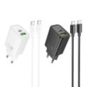 Ładowarka sieciowa do telefonu Hoco USB A + USB C QC3.0 PD 3A 30W + kabel USB C do USB C N63 czarna