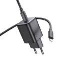 Ładowarka sieciowa do telefonu Hoco USB C QC PD 20W + kabel USB C do Lightning N40 czarna
