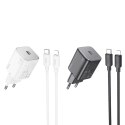 Ładowarka sieciowa do telefonu Hoco USB C QC PD 20W + kabel USB C do Lightning N40 czarna