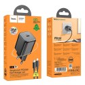 Ładowarka sieciowa do telefonu Hoco USB C QC PD 20W + kabel USB C do Lightning N40 czarna