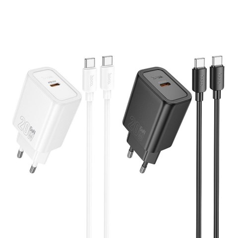 Ładowarka sieciowa do telefonu Hoco USB C QC PD 20W + kabel USB C do Lightning N60 czarna