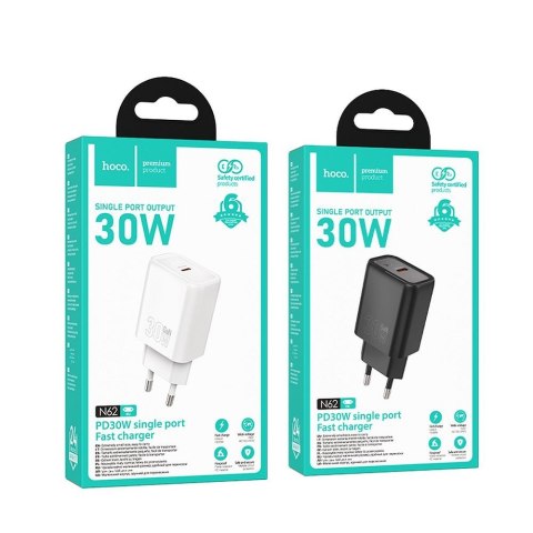 Ładowarka sieciowa do telefonu Hoco USB C QC PD 30W N62 czarna