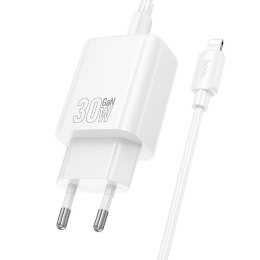 Ładowarka sieciowa do telefonu Hoco USB C QC PD 30W + kabel USB C do Lightning N62 biała