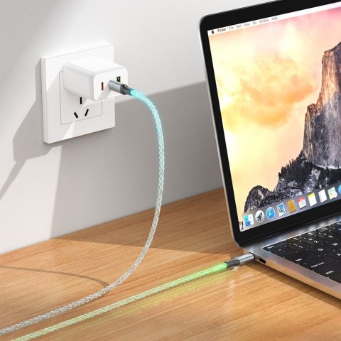 Kabel USB C do USB C Hoco 3A 60W LED 1 m U112 szary