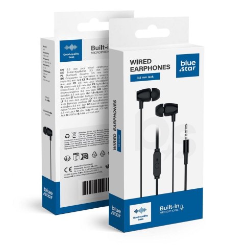 Słuchawki przewodowe douszne Jack 3,5 mm Blue Star PA-E67 1,2 m czarne