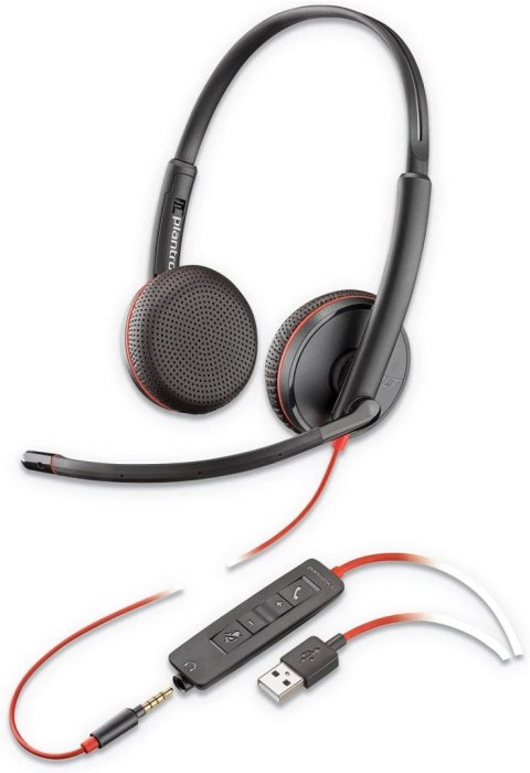 Słuchawki przewodowe nauszne Jack 3,5 mm / USB A Poly Blackwire C3225 czarne