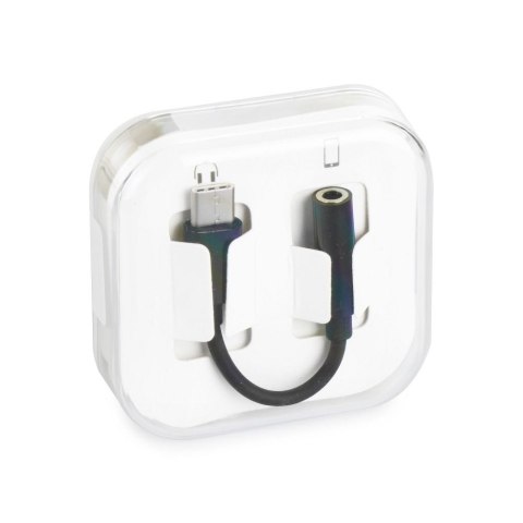 Adapter AUX Typ C (męski) do Jack 3,5 mm (żeński) BOX czarny [DAC]