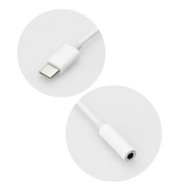Adapter AUX Typ C (męski) do Jack 3,5 mm (żeński) biały