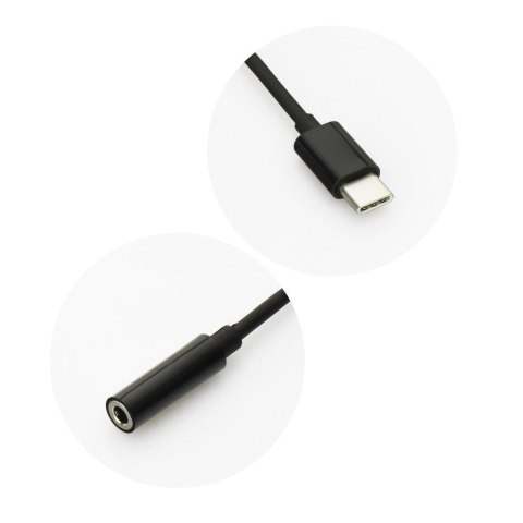 Adapter AUX Typ C (męski) do Jack 3,5 mm (żeński) czarny