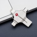 Pendrive 128GB USB 3.2 Gen 1 (USB A / USB C / Lightning / Micro USB) Forcell F-Data Metal Quad srebrny