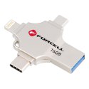 Pendrive 16GB USB 3.2 Gen 1 (USB A / USB C / Lightning / Micro USB) Forcell F-Data Metal Quad srebrny