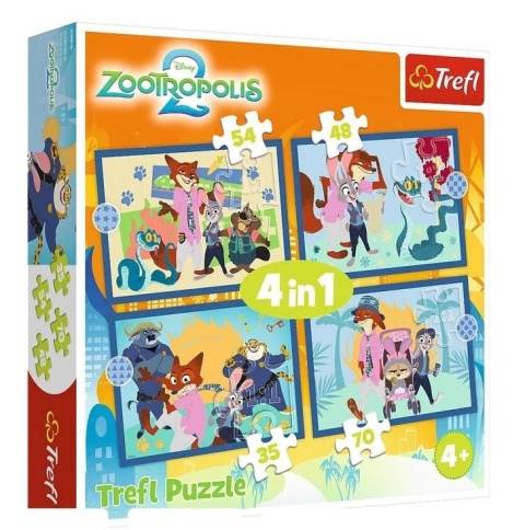 Puzzle 4w1 Zootopia pełna przygód TREFL