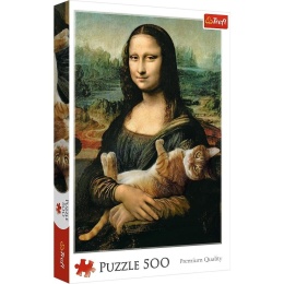 Puzzle 500 Mona Lisa i kot Mruczek TREFL