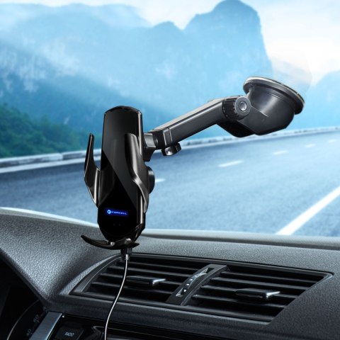 Uchwyt na telefon do samochodu indukcyjny automatyczny Forcell F-Grip HS1 Qi 15W do szyby / kratki czarny