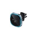 Uchwyt na telefon do samochodu indukcyjny zgodny z MagSafe Forcell F-Grip Air Mag F-07 Qi2 15W do kratki srebrny
