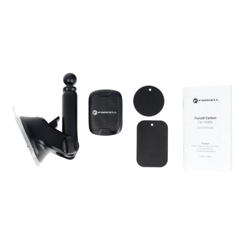Uchwyt na telefon do samochodu magnetyczny Forcell F-Grip Carbon H-CT327 do szyby / deski czarny