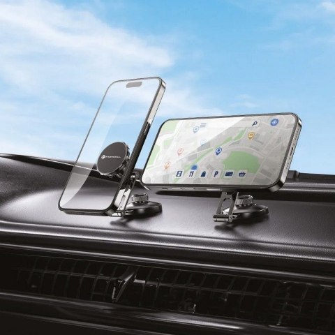 Uchwyt na telefon do samochodu magnetyczny Forcell F-Grip IronSecure do szyby / deski czarny