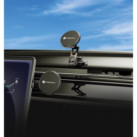 Uchwyt na telefon do samochodu magnetyczny zgodny z MagSafe Forcell F-Grip IronSecure do szyby / deski czarny