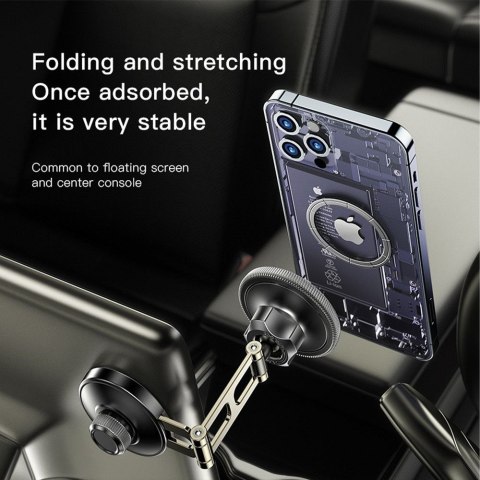 Uchwyt na telefon do samochodu magnetyczny zgodny z MagSafe Forcell F-Grip IronSecure do szyby / deski czarny