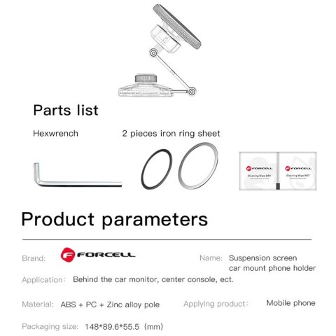 Uchwyt na telefon do samochodu magnetyczny zgodny z MagSafe Forcell F-Grip IronSecure do szyby / deski czarny