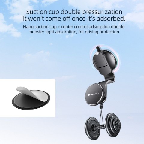 Uchwyt na telefon do samochodu magnetyczny zgodny z MagSafe Forcell F-Grip MagFlex do szyby / deski czarny