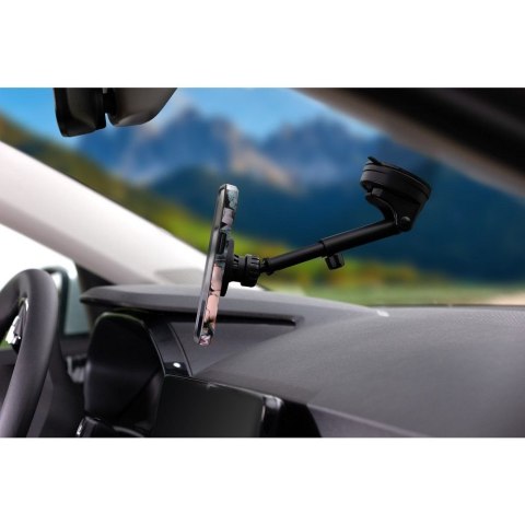 Uchwyt na telefon do samochodu magnetyczny zgodny z MagSafe Forcell F-Grip PrecisionX do szyby / deski / kratki czarny