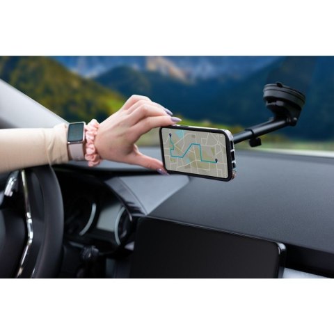 Uchwyt na telefon do samochodu magnetyczny zgodny z MagSafe Forcell F-Grip PrecisionX do szyby / deski / kratki czarny