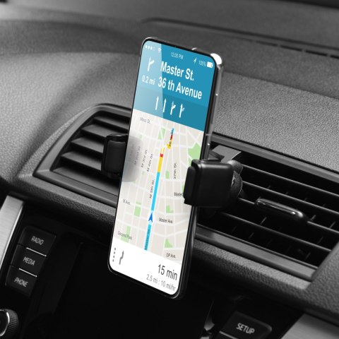 Uchwyt na telefon do samochodu uniwersalny Forcell F-Grip Carbon H-CF509 do kratki czarny