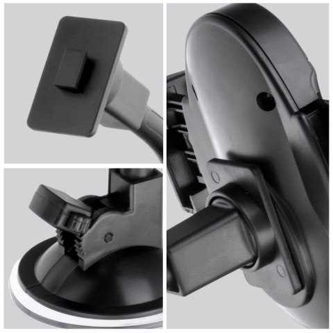 Uchwyt na telefon do samochodu uniwersalny Forcell F-Grip Oval 17 cm do szyby / deski / kratki czarny