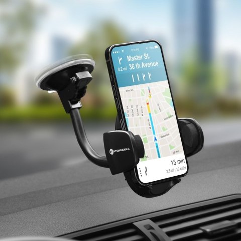 Uchwyt na telefon do samochodu uniwersalny Forcell F-Grip Oval 17 cm do szyby / deski / kratki czarny