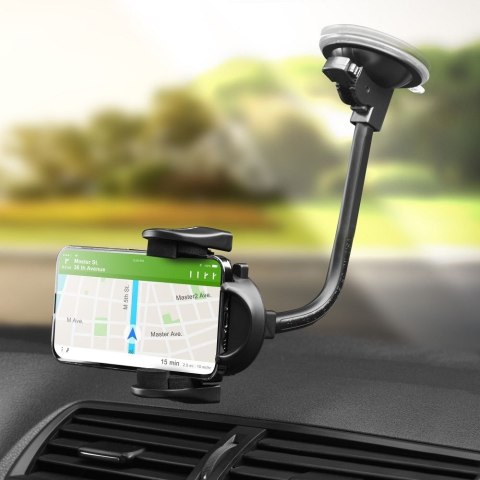 Uchwyt na telefon do samochodu uniwersalny Forcell F-Grip Oval 27 cm do szyby / deski / kratki czarny
