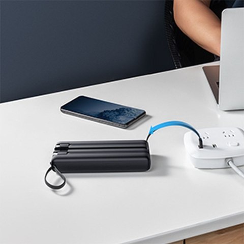 Powerbank Veger C20 (W2047 / W2059) 20000 mAh z wbudowanymi kablami Micro USB / Typ C / Lightning czarny