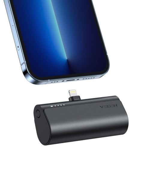 Powerbank Veger PlugOn (W0556P) PD QC3.0 3A 20W 5000 mAh z wbudowanym złączem Lightning czarny